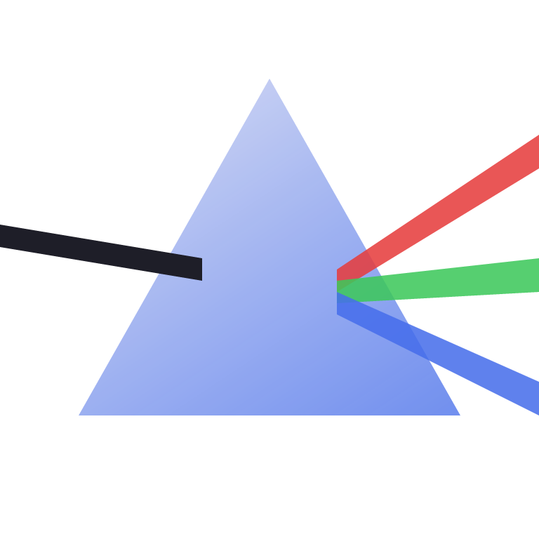 The prism logo rendered by the PRISM reference rasterizer